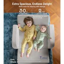 Sofá convertible 3 en 1 extra ancho para niños sofá plegable abierto para tumbona cómoda silla para niños sofá cama para niños pequeños lavable a máquina sofá cama para niños para divertirse o - Gris - Ver 2