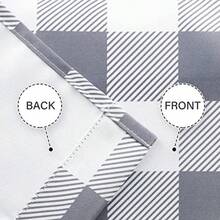 Simple Deluxe 3 Pcs Kitchen Curtains Buffalo Plaid Curtains for Windows Curtains Valance and Tier Set of 3 52" W x 15" Land26" W x 24" L White and Gray - Blanco y gris - Ver 6