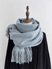 Cashmere Plain Scarf 300g Unisex Wool Scarf/Pashmina/Shawl/Elegant/Solid Color/Warm/Flexible For Winter - Água azul do lago - Xem 1