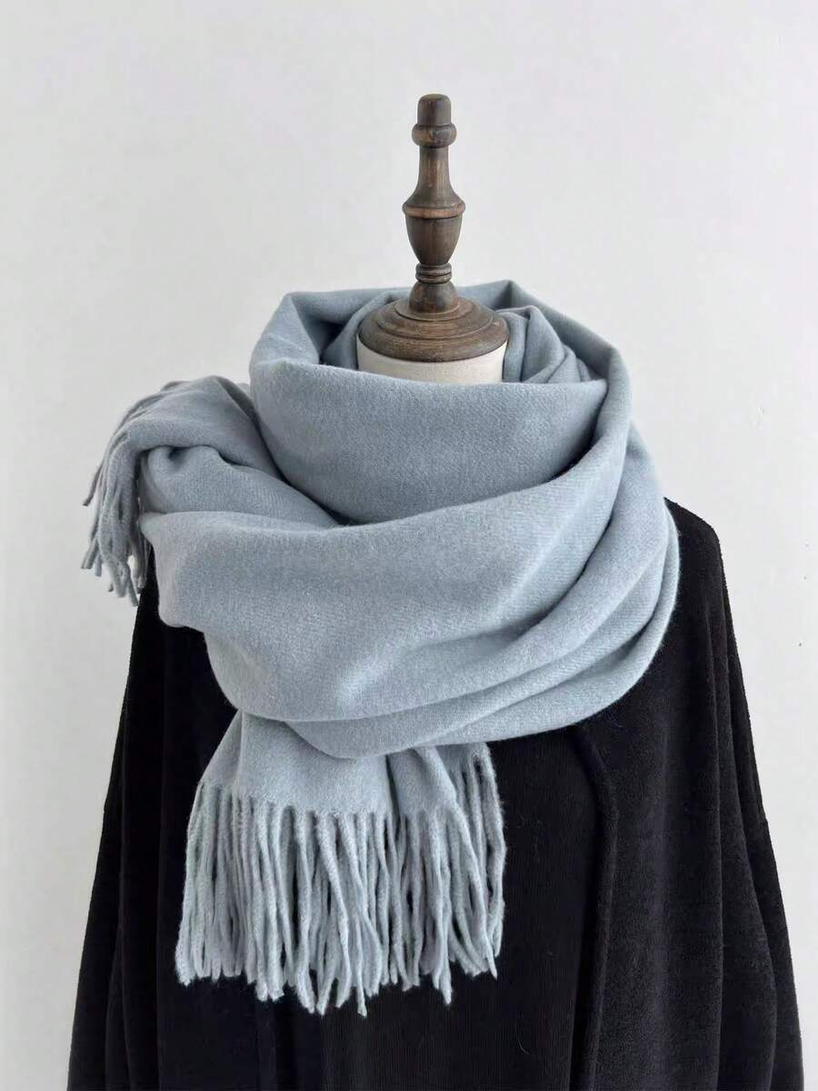 Cashmere Plain Scarf 300g Unisex Wool Scarf/Pashmina/Shawl/Elegant/Solid Color/Warm/Flexible For Winter - Água azul do lago - Xem 1