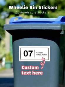Customized Trash Can Stickers, Personalized Address Labels - Customize Your Trash Can Stickers With Your Apartment Number And Street Name. Customized Address Label Stickers For Trash Cans - Multicolor - View 5