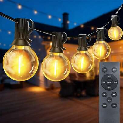 Dây đèn LED hình cầu 30M G40 có điều khiển từ xa, có thể điều chỉnh độ sáng, dùng ngoài trời cho tiệc Giáng sinh, trang trí sân vườn, đèn đường, hiên nhà, sân sau.