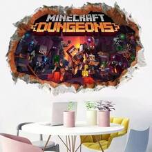 Minecraft Dungeons 3D Breakthrough Wall Decal - Pixel Style Game Character Vinyl Sticker - Self-Adhesive Removable Wall Art For Game Room, Bedroom, Home Decor - Gamer Room Decoration - one-size - View 8