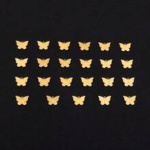 1pc Simple Classic Butterfly Initial Flower Pendants Golden Stainless Steel Lip Chain Necklaces For Women - Yellow Gold - View 4