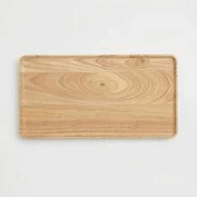 1pc Premium Solid Oak Wood Serving Tray, Minimalist Rectangular Wooden Decorative Tray For Coffee Table, Vanity Organizer, Aesthetic Breakfast & Charcuterie Board - 原木色 - 查看 9