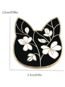 Épinglette émail noire élégante de chat floral YAOJIE - Tête d'animal mignon avec des accents dorés, insigne en métal, convient pour les chapeaux, sacs à dos, vestes et vêtements, cadeau de Pâques parfait pour les amis et les amateurs de chats - Multicolore - Voir 5