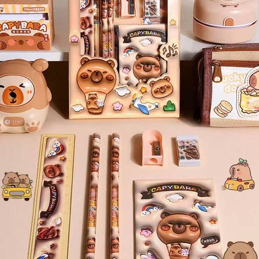 1 Set Adorable Stationery Gift Box, Water Vole Learning Supplies Set, Creative Stationery Set, 6-Piece, Stationery Set Gift Box, Birthday Gift, 2026 New Year Gift, School Supplies, Back To School Gift - Multicolor - View 1