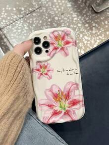 Flower Lily Cream Wavy Edge Thick Shockproof Phone Case, Suitable For IPhone 17/17 Pro/ 15 Pro Max/ 16/16 Pro/16 Pro Max/16 Plus/15 XR/7/8/15 Pro Max/12 Pro Max/13 Pro Max/14 Pro Max, 13, 14, 11, 12, 14, Phones - Multicolor - View 1
