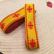 Cinta de Jacquard tejida de 2 yardas, patrón de punto de cruz con encaje - Cinta de satén personalizable y cortable, adecuada para manualidades DIY, ribete de cortinas, envolver regalos - Material hecho a mano multicolor, ancho de 1.34 pulgadas, accesorio de costura multifuncional - Multicolor - Ver 14