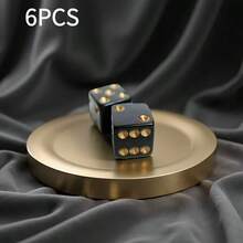 6pcs Black With Golden Color Dice/D6 Numbered 1-6/Classic Design/Acrylic Board Game Accessories/Family Fun/Party Favors&/Dice Gifts/ Dice/Wargaming Dice/Playing Dice/Warcry Dice/Card Or Dice Games/Dice/Table Top Gaming/Oversized - View 5