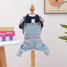 1pc Pet Clothes Dog Suspender Pants Small Dog Apparel - New York Suspender Pants - Blue - View 14