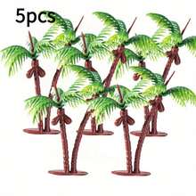 5 piezas Figuras en miniatura realistas de árboles de coco, diseño detallado de árboles de coco duales para paisaje de playa y caja de arena, de alta calidad en resina con textura auténtica y ambiente tropical, accesorios de decoración pequeños y versátiles adecuados para maqueta de tren, diseño de arquitectura, escenario de juegos de mesa - Multicolor - Ver 8