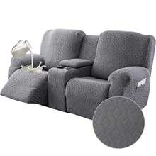 Genina Funda impermeable para sillón reclinable de dos plazas con consola fundas elásticas para sofá reclinable con bolsillos fundas reclinables Lazy Boy protector de sofá a prueba de fugas para - Gris Oscuro - Ver 8