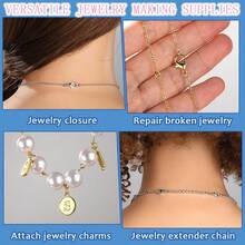 930件套珠宝制作材料，包括珠宝制作和项链维修用开口圈、带扣项链维修工具套装、开口圈钳、镊子、龙虾扣、用于工艺品和钥匙扣的珠宝开口圈（银色和金色） - 彩色 - 查看 7