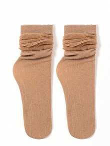 1/5 双装女士金银色金属光泽中筒袜，薄网眼透明闪光袜，适合春夏穿着 - 彩色 - 查看 6