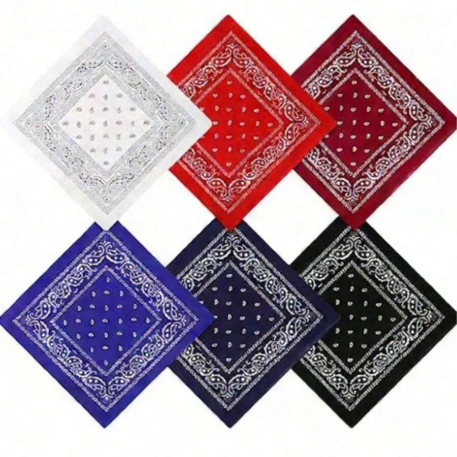 6件組佩斯利花紋髮箍、丹寧效果髮箍、成人女性圍巾套裝 - 6pcs - 查看 1