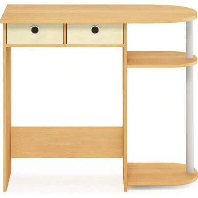 Premium 31.5" Wide Gaming Desk – Computer And Office Desk With 2 Side Shelves And Storage Bins, Space-Saving Workstation For Home Office, Dorm, Or Bedroom – Beech Wood