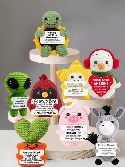 1件手工钩编桌面摆件，异想天开的科幻动植物毛绒玩偶，可爱设计，送给闺蜜、生日、女友、妈妈、奶奶、同事、家人的礼物，表达情感支持，传递正能量，创意派对、母亲节、父亲节礼物，毛绒玩偶，房间装饰，小礼物，纪念品