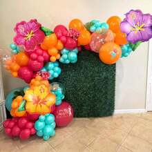 2pcs Tropical Hibiscus Flower Foil Balloons 23.6inch Hot Pink Yellow Orange Purple Hibiscus Flower Balloon For Magic Theme Hawaiian Flamingo Summer Luau Aloha Birthday Party Decorations - Hibiscus - View 8
