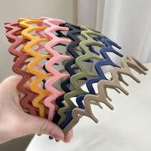 1/2/4件装女士简约时尚波浪齿防滑发带，优雅适用于化妆、洗脸、日常佩戴（2/1件套装） - 多色 - 查看 4