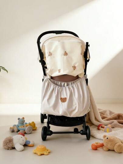 1个婴儿车收纳袋，弹性包边和搭扣设计防止物品掉落，便携式随身收纳袋，适合外出携带，采用高密度涤纶面料，轻便、实用、耐用，超大容量可容纳各种户外用品。