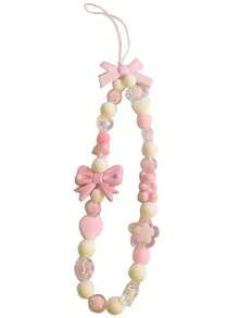 极简粉色蝴蝶结元素 3/1件装 网络红人 INS风手机挂绳 简约百搭串珠链 少女风项链 女士春季礼物 - 淺粉色 - 查看 7