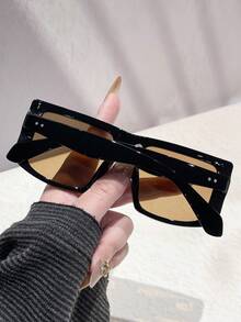 1 pieza Gafas de moda para hombre, nuevo marco cuadrado de alta calidad, versátil, estilo callejero, pasarela, uso diario, fiesta, salida, vacaciones - Multicolor - Ver 3