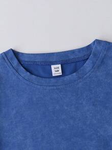 Ropa para adolescentes, camiseta para niños, camiseta gráfica de ajuste holgado y casual con diseño de eslogan personalizado - Camiseta de manga corta y cuello redondo, lavable a máquina - Regalo perfecto para el verano, adecuado para la escuela y el uso al aire libre en primavera/verano - Azul - Ver 4