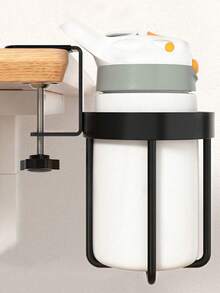 1pc Desk Edge Mounted Cup Holder, Office Desk Top Water Cup Storage Clip Stand, Cup Tray Organizer - A - View 4