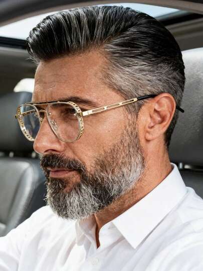 1 Pair Men's Metal Square PC Frame Personalized Double-Bridge Vintage Casual Hollow-Out Fashion Glasses