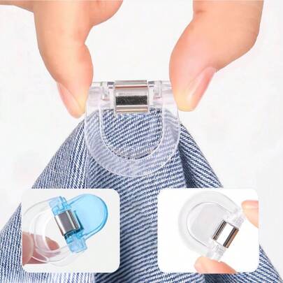 2pcs Invisible Seamless Pant Leg Clips - Adjustable Non-Slip Fixation Clips, Suitable For Jeans, Wide-Leg Pants, Fabric Decoration - Durable Plastic Clips, Firmly Secure