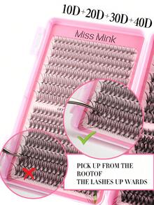 Miss Wink 640簇自然柔软10D 20D 30D 40D超大容量混合8-16mm 0.07mm C卷蓬松浓密假睫毛，DIY手工睫毛嫁接，日常妆容卡通假睫毛，新款升级礼盒装睫毛簇，睫毛簇，单根假睫毛，睫毛，假睫毛 - C - 查看 5