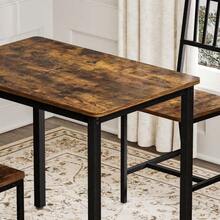 Dining Table Set, Bar Table With 2 Dining Benches, Kitchen Table With Chairs, Industrial Breakfast Table For Kitchen, Living Room, Party Room, Rustic Brown And Black - Brown - View 7