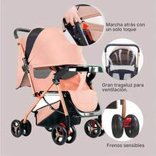 Carreola Para Bebés Niños Ultra Premium Plegable, 3 Colores - Rosa - Ver 3