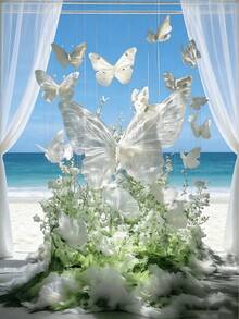 1/3件 3D 50厘米仿真丝绸人造花蝴蝶，人造婚礼蝴蝶装饰，3D蝴蝶墙饰，丝绸人造蝴蝶，婚礼装饰，婚礼场地装饰，户外花园装饰，商店橱窗生日主题派对装饰，夏季装饰，家居客厅装饰，花环装饰，大型花卉装饰，餐桌中心装饰，庭院阳台装饰，墙面装饰，礼品。 - 彩色 - 查看 9