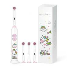 1 pieza Cepillo de dientes eléctrico giratorio con 4 cabezales de cepillo, incluye 2 baterías AAA, cepillo de dientes eléctrico con batería inteligente que se limpia, suave, con una variedad de patrones - Blanco - Ver 7