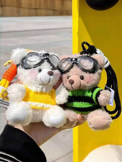 1 pieza Llavero con colgante de oso adorable y de moda, accesorio delicado para mochila de mujer