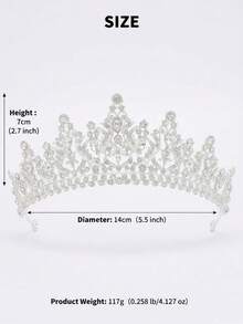 1PC Women's Vintage Silver Rhinestone Bridal Tiara Crystal Wedding Crown Princess Pageant Hair Accessories For Prom Banquet,Sparkly Silver Rhinestone Crown Vintage Bridal Tiara Hair Accessories For Wedding Quinceañera Pageant Prom Birthday - Silver - View 9