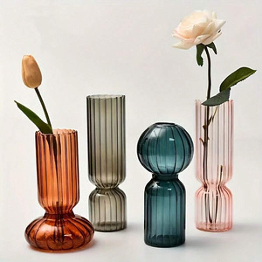 Bình hoa phong cách Bắc Âu, bình hoa sọc nhiều màu, bình hoa thủy tinh hình bong bóng, đồ trang trí retro thời trang, bình trồng thủy canh, trang trí nhà cửa, đồ dùng văn phòng, trang trí lễ hội.