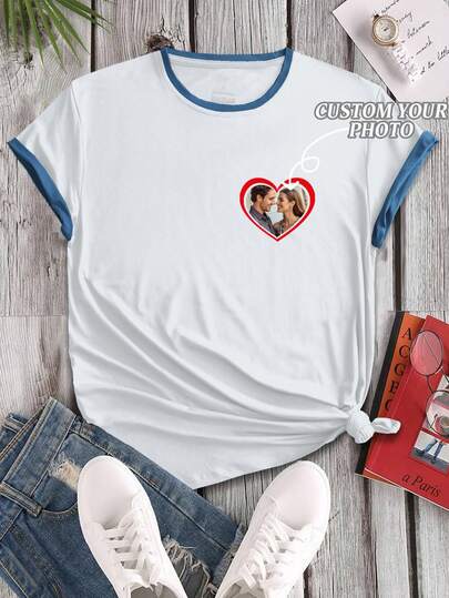 Áo thun nữ in theo yêu cầu, áo ngắn tay nữ, trang phục ngày Valentine, in chữ, khẩu hiệu, lời chúc, quà tặng bất ngờ hài hước, áo khoác ngoài nữ thường ngày, đồ thể thao nữ, thể thao ngoài trời, in chữ nổi, thích hợp cho đi chơi/mua sắm/lễ hội/tiệc tùng/tụ họp/du lịch.