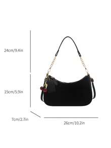 Túi đeo chéo thời trang mới dành cho nữ, túi xách một vai, chất liệu giả da có vân, túi đeo vai nhẹ nhàng phù hợp cho công sở. - màu đen - Xem 6