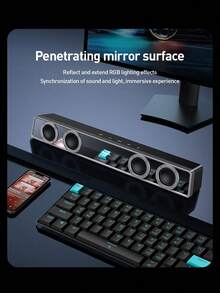PHILIPS Speaker Komputer untuk PC Desktop, Speaker PC Bluetooth 5.3 Mirror Surface dengan Lampu RGB Dinamis, Mode Koneksi Ganda, Sound Bar Komputer, Speaker Gaming - View 5