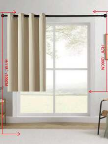 1 rèm cửa cản sáng cổ điển - Rèm cách âm và riêng tư, có khoen kim loại phía trên - Vải polyester dệt trơn độ chính xác cao, thích hợp cho phòng ngủ, cửa hiên - Rèm kiểu đồng quê không dây, phù hợp cho mọi mùa, áp dụng cho phòng ngủ và phòng khách. - Màu be - Xem 21