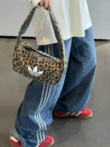 Adidas Originals Leopard 1.9L 经典 Logo 豹纹印花腋下包，男女通用单肩手提包 - 棕黑灰(豹紋) - 查看 2