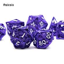 Asixsix 7 Pcs Purple White Squid Metal Dice Hollow Metal Polyhedral Dice Set Suitable For Role-Playing RPG Board Game Card Game - Apricot - View 6