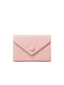 CHARM INFINITE Litchi Embossed Multiple Card Slots Flap Button Decor Card Holder Card Holder Wallet Business Card Holder Credit Card Holder Card Holder Women For Women Wallet Mini Wallet Purse Wallet Card Wallet Rfid Wallet - Pink - View 4