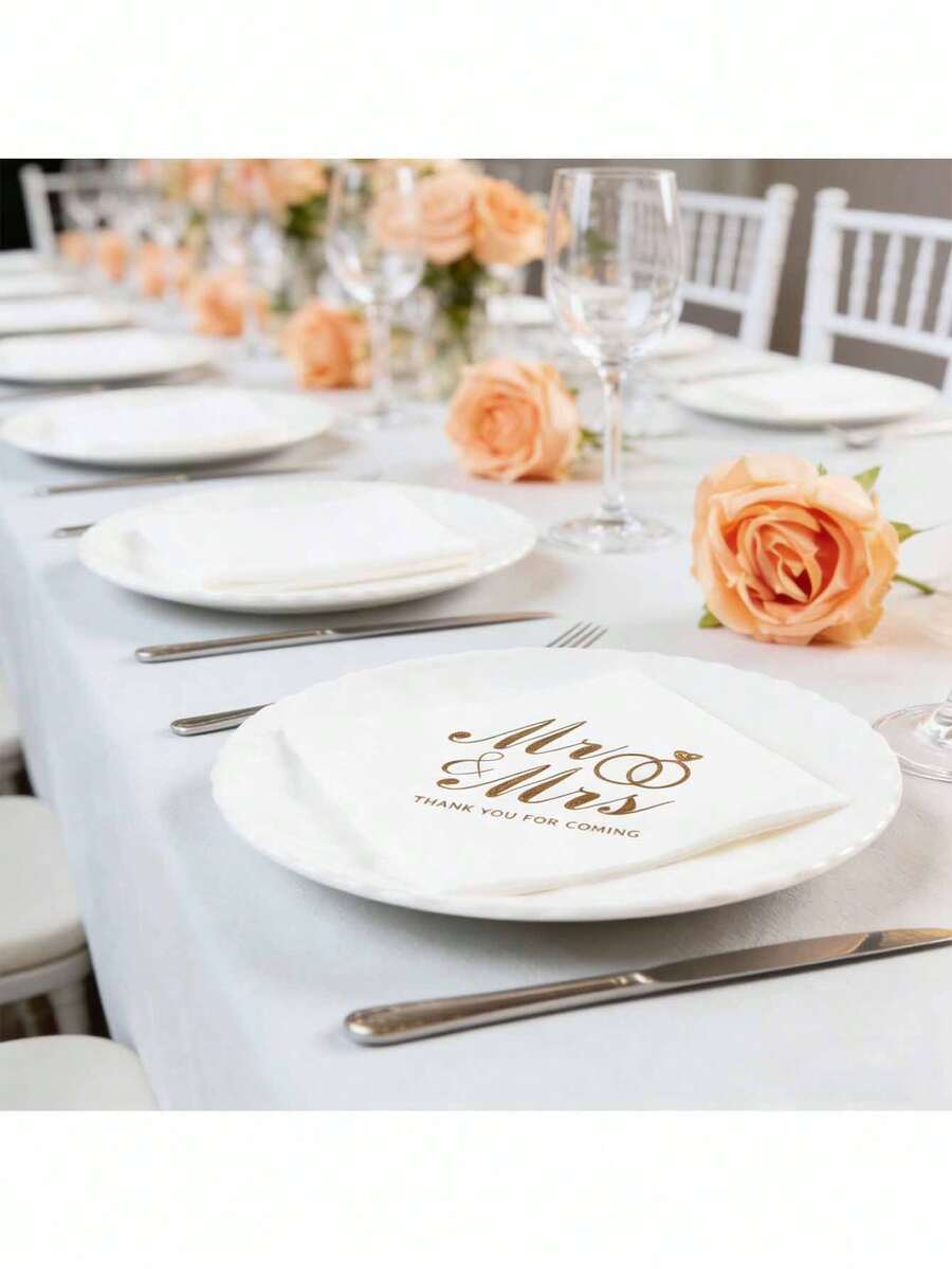 Gentlemen & Ladies Gold Foil Disposable Napkins - Triple-Ply, Soft And Elegant, Suitable For Weddings, Bridal Showers, Anniversaries, Valentine's Day, And Global Celebrations. Bridal Shower Supplies | Elegant Napkins | Soft Paper Material, Event And Party Supplies. - Rings for Men and Women - View 1
