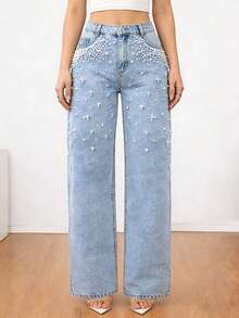 Quần jeans ống đứng Mobula Sound Casual Elegant Cute dành cho nữ, đa năng cho mùa xuân/hè, phù hợp cho các dịp thường nhật, dự tiệc, nghỉ mát, mặc hàng ngày, du lịch, sân bay. - Màu xanh lam - Xem 2