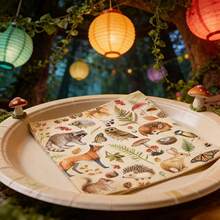 20pcs/40pcs/60pcs,Disposable Napkins With Forest Animal Themed Decor & Mushroom Pattern, Suitable For Weddings, Parties And Birthday Gatherings, Retro Animal Pattern Napkins (Fox, Squirrel, Rabbit, Mushroom), Size 13*13 Inches - View 3