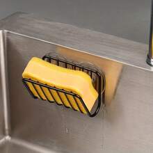 1pc Metal Kitchen Sink Organizer Rack, No Drill Sink Drain Shelf, Sponge & Drain Holder - Multicolor - View 1